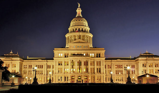 state capitol building at night