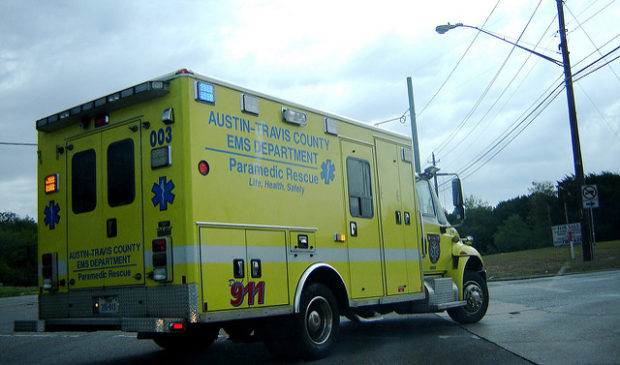 side view of an EMS truck