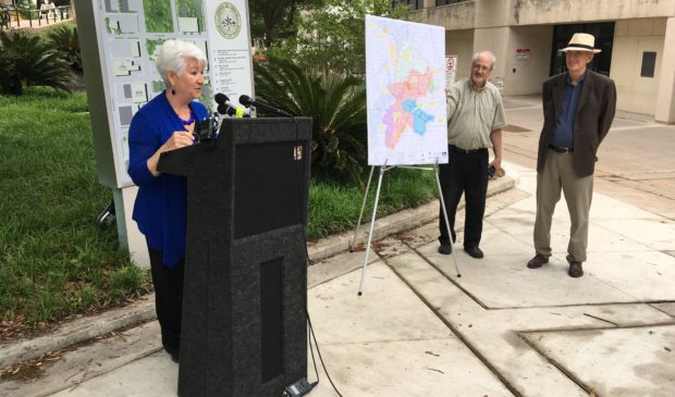 Brigid Shea at a podium