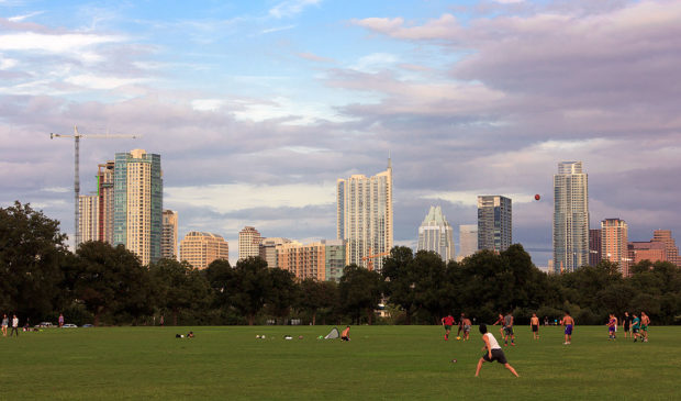 Austin skyline with Zilker Park